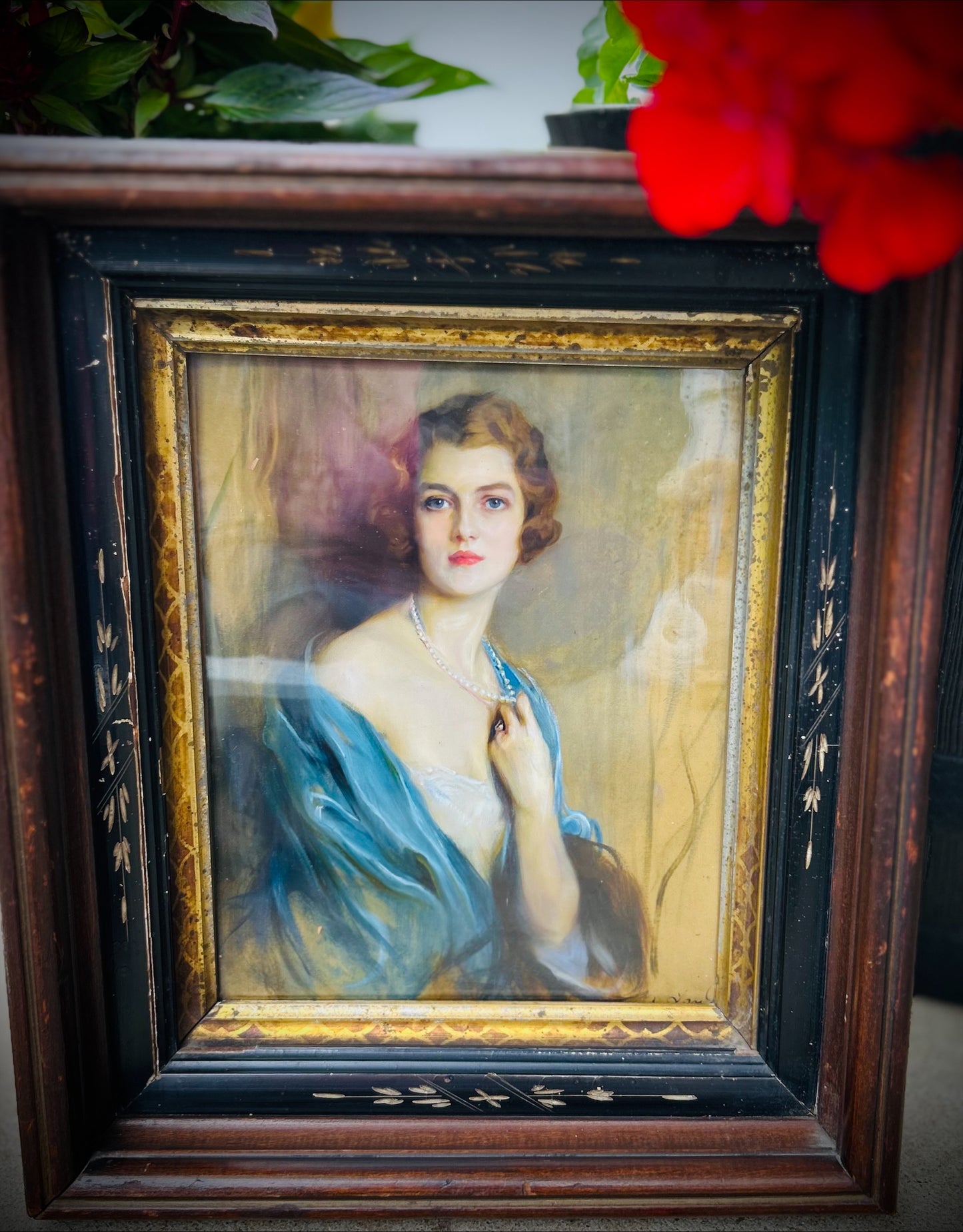 Portrait of a Woman Print in an Antique/vintage frame