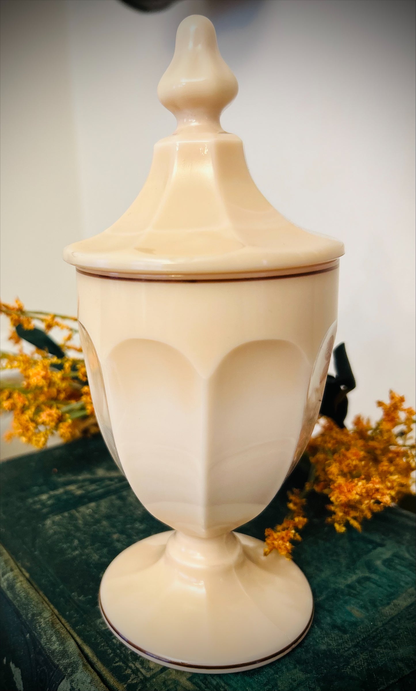 Westmoreland Almond Custard Milk Glass Footed Candy Dish