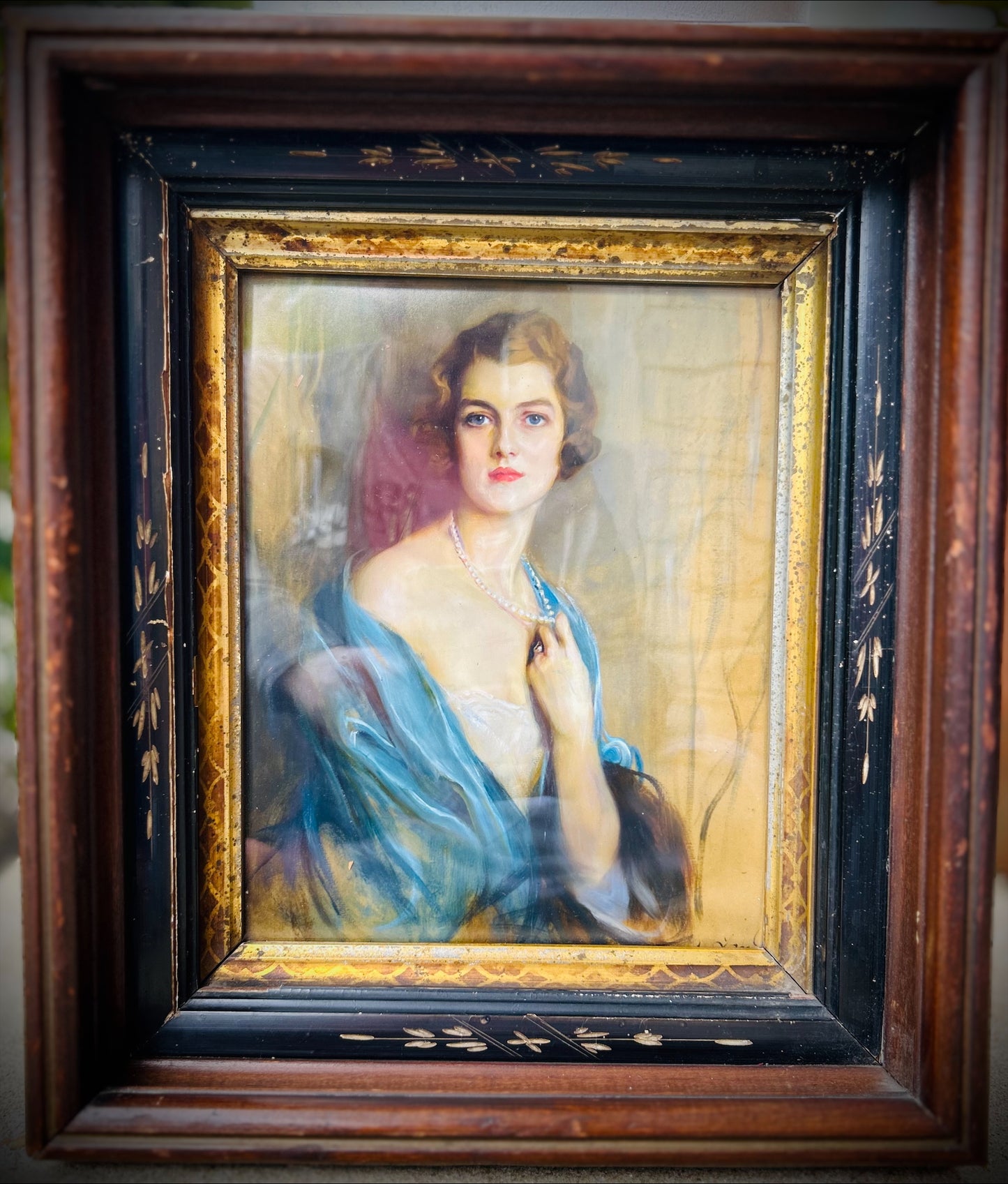 Portrait of a Woman Print in an Antique/vintage frame