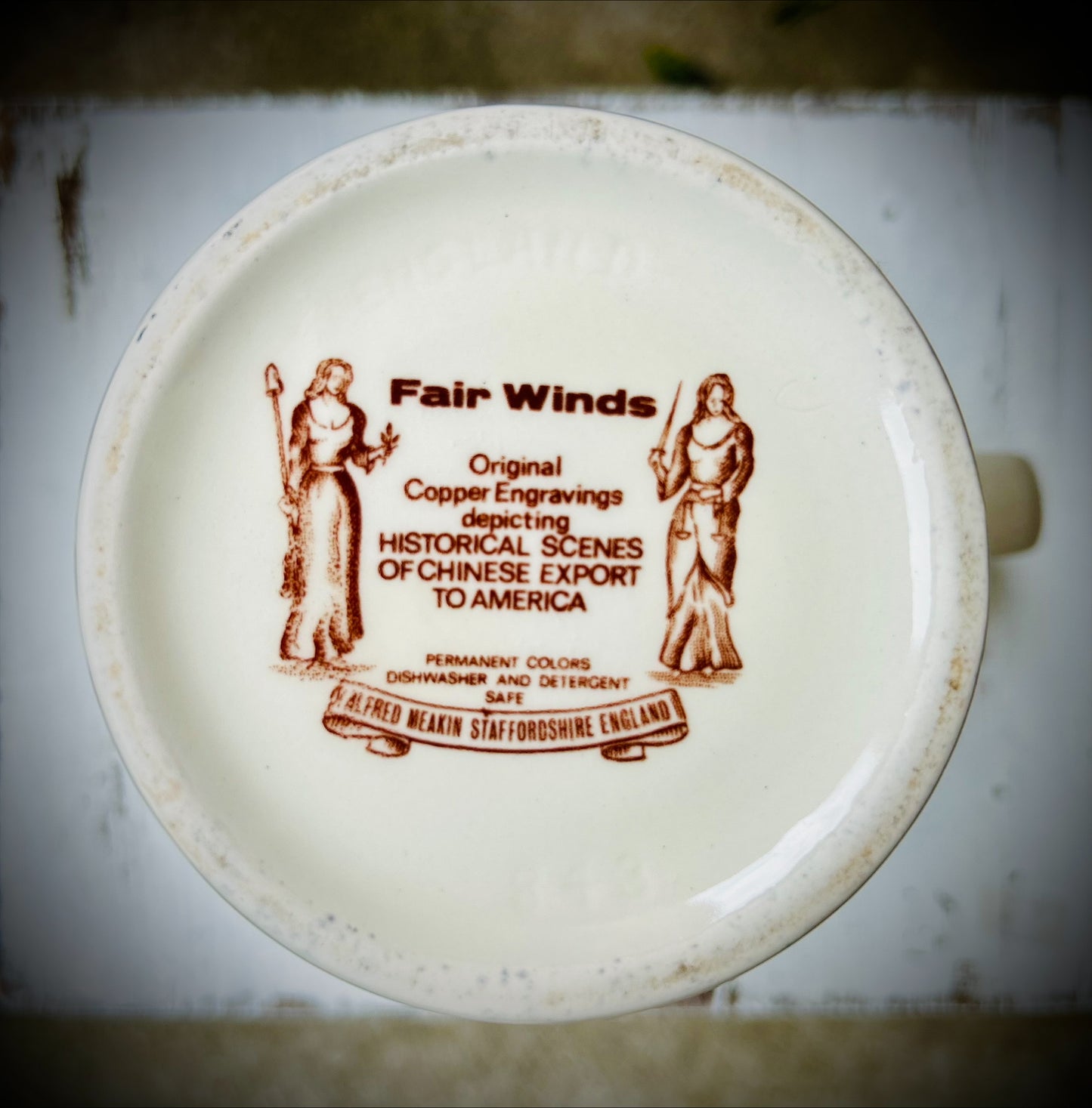 Vintage Alfred Meakin Fair Winds Brown Transferware Ironstone Water Pitcher