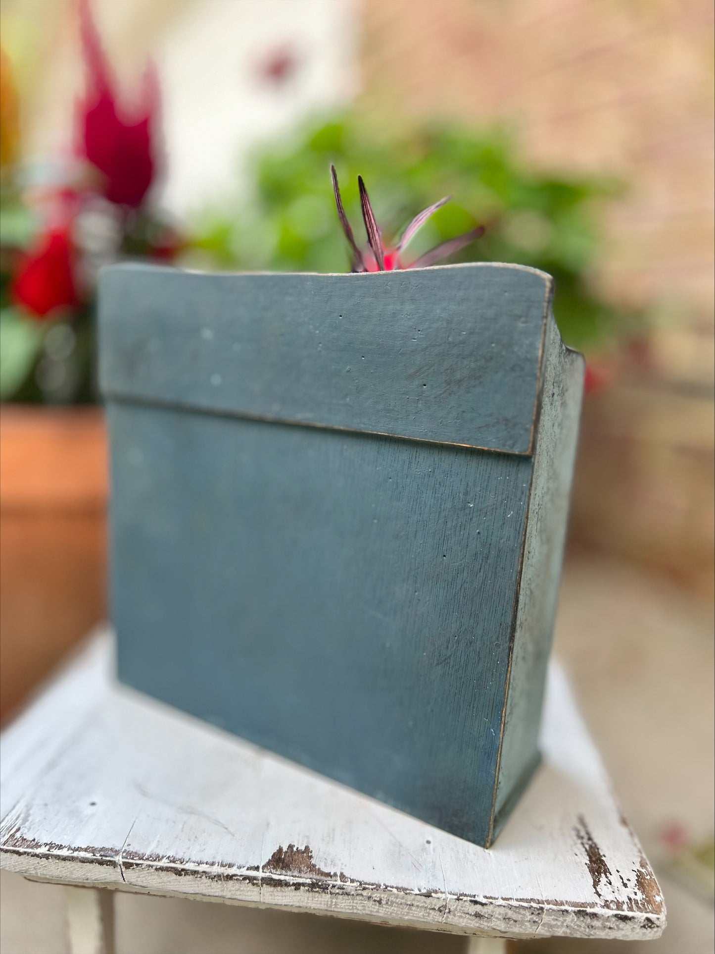 Apothecary Distressed Blue Wood Cabinet