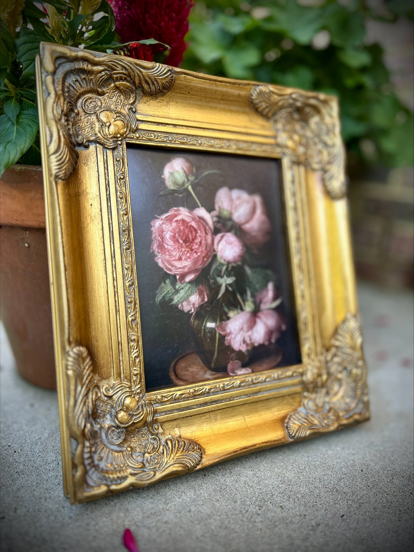 Exquisite Museum Quality Floral Print in Ornate Gold Frame