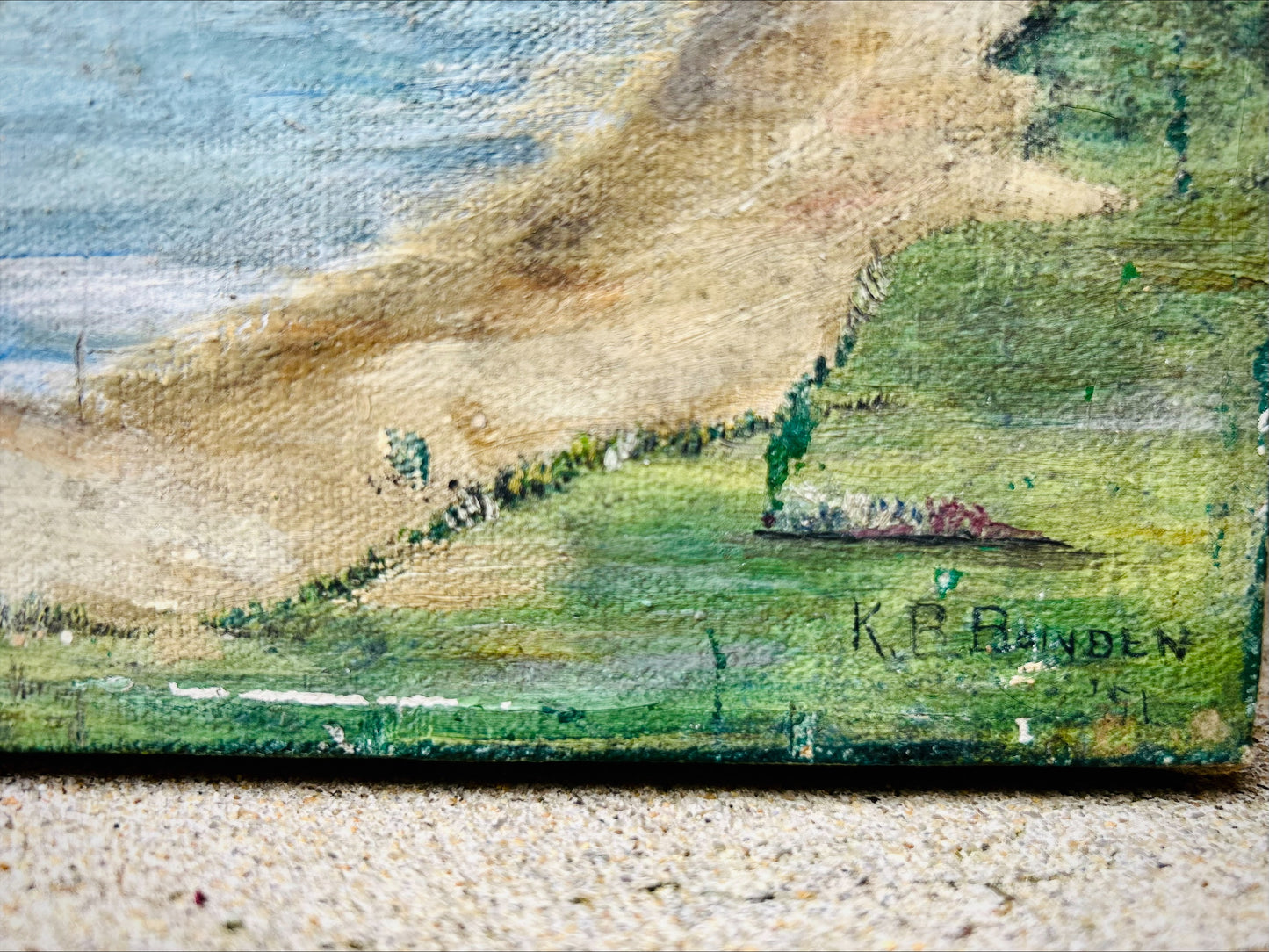 Vintage/Antique Coastal Painting on Canvas Unframed