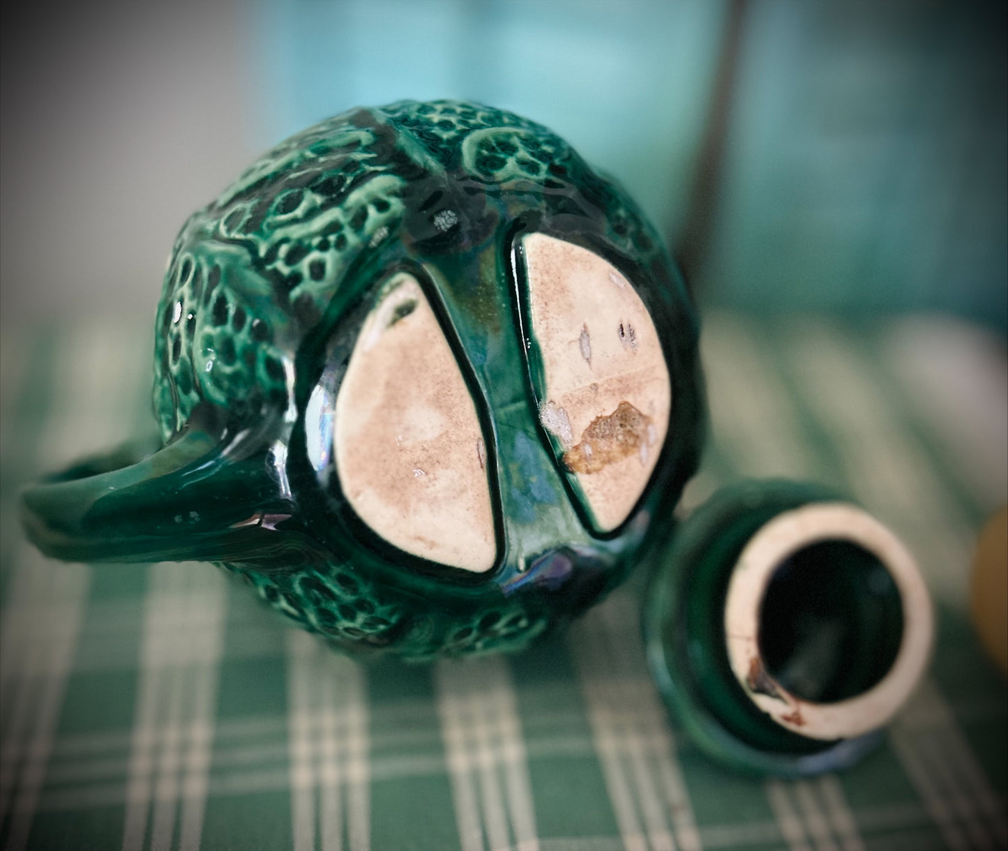Majolica Green Cabbage Teapot.