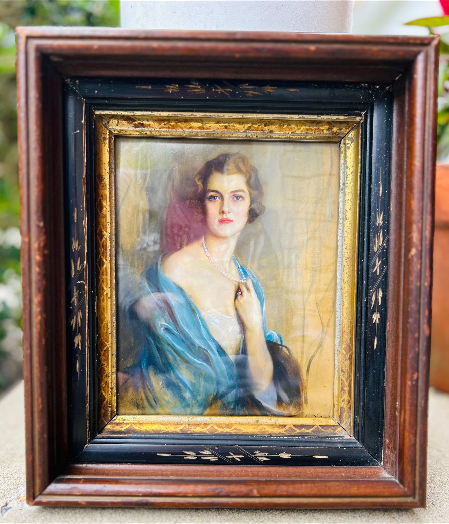 Portrait of a Woman Print in an Antique/vintage frame