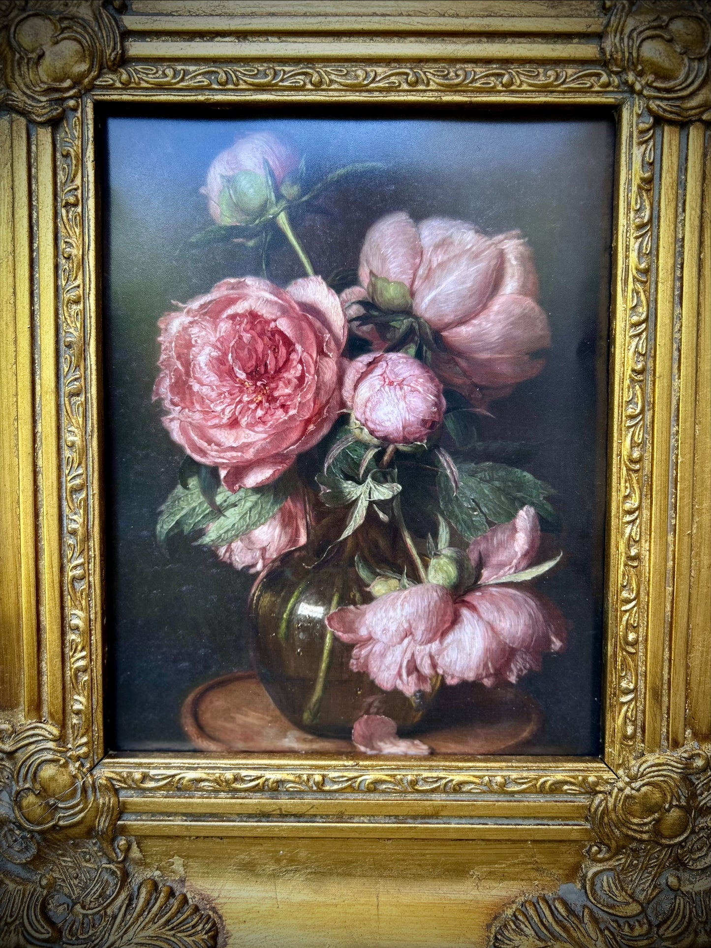 Exquisite Museum Quality Floral Print in Ornate Gold Frame