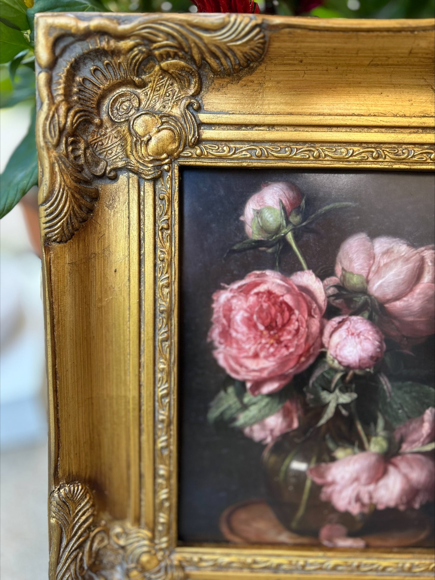 Exquisite Museum Quality Floral Print in Ornate Gold Frame
