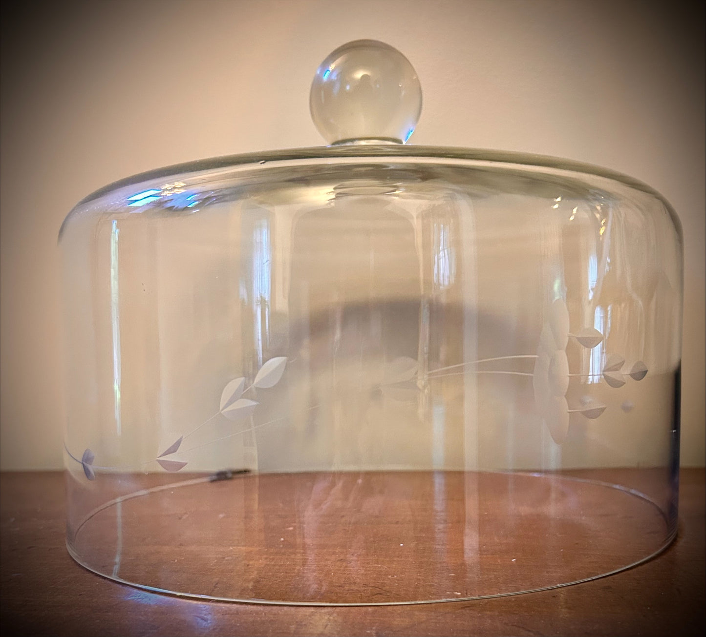 VNTG Princess House Heritage Crystal Etched Glass Cake Plate Dome 10"