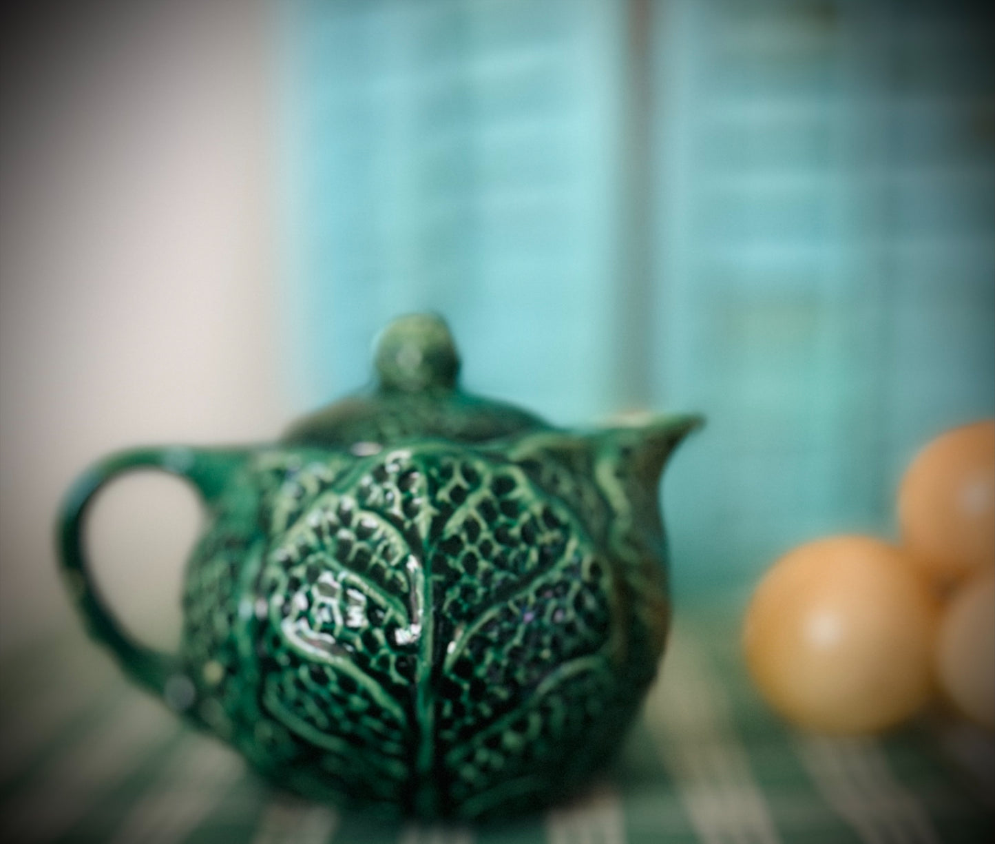 Majolica Green Cabbage Teapot.