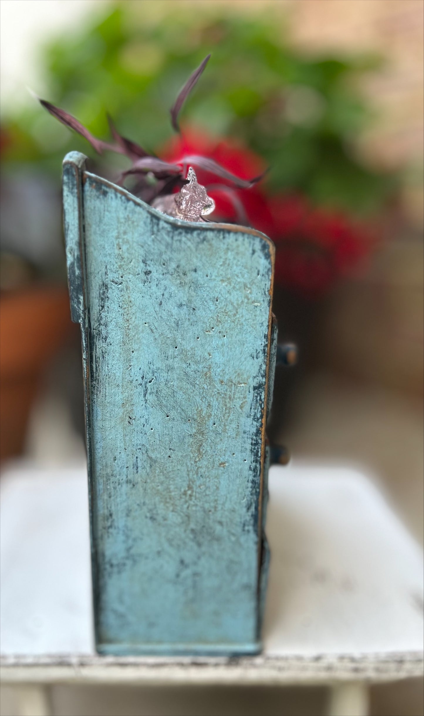 Apothecary Distressed Blue Wood Cabinet