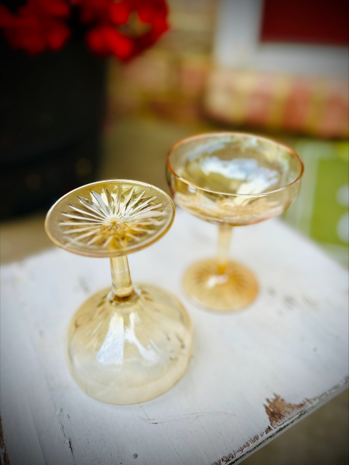 Vintage Amber Coupe Glasses