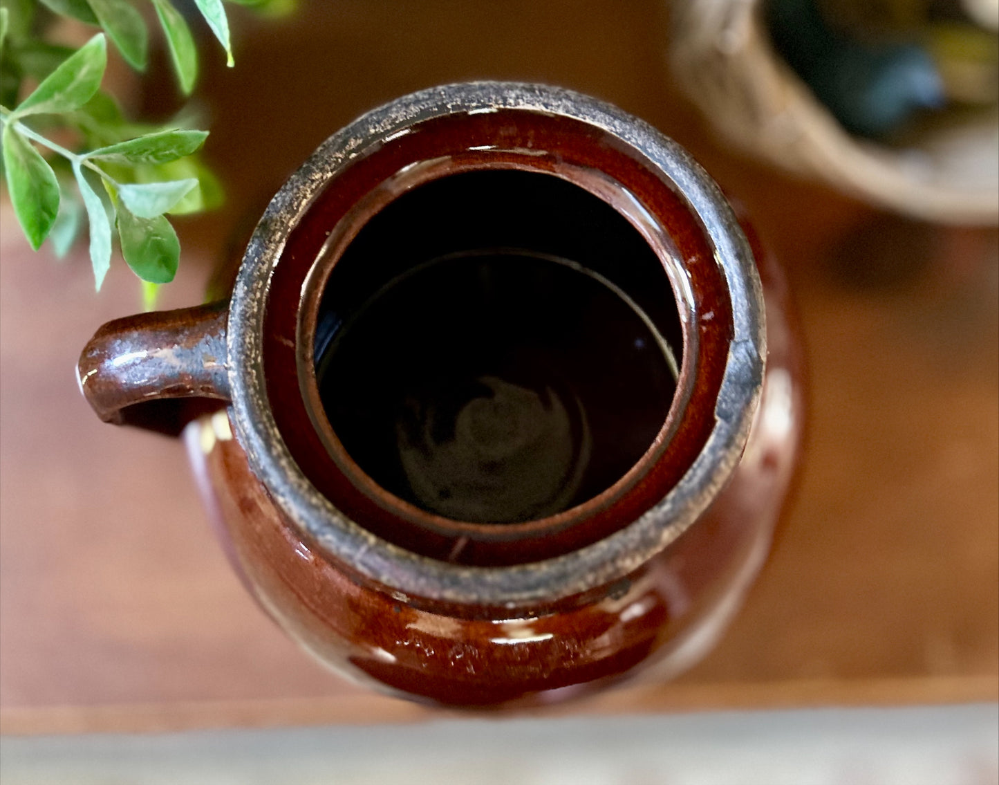 Vintage Two-Toned Brown and Tan Bean Crock #2