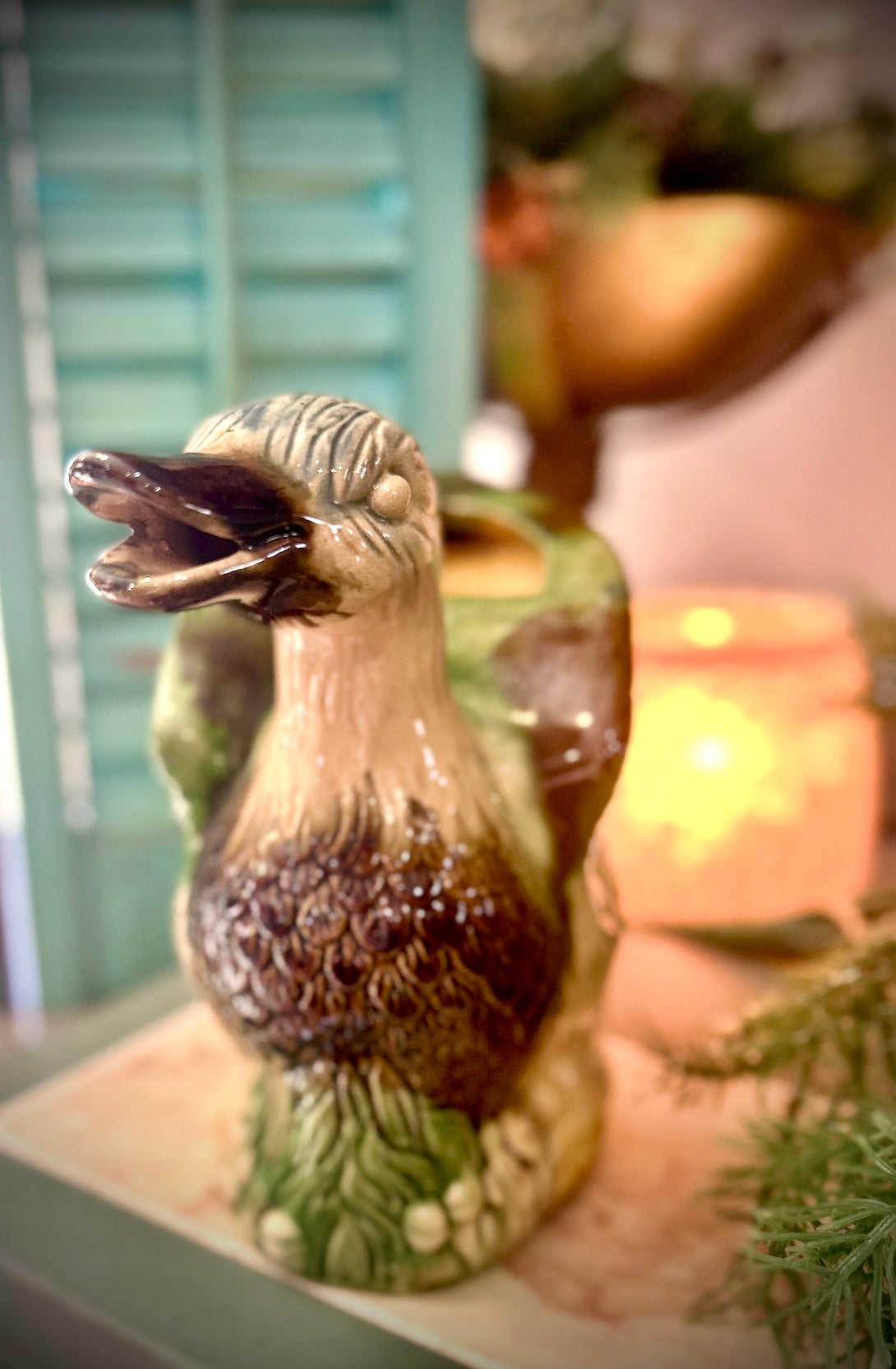 Vintage Majolica Duck Pitcher/Planter