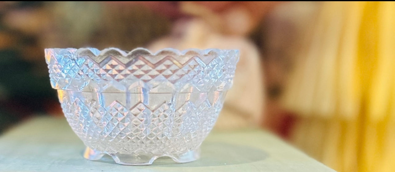 Vintage Fenton Cranberry Quilted design, Hand Painted Floral Motif, Signed Fairy Lamp