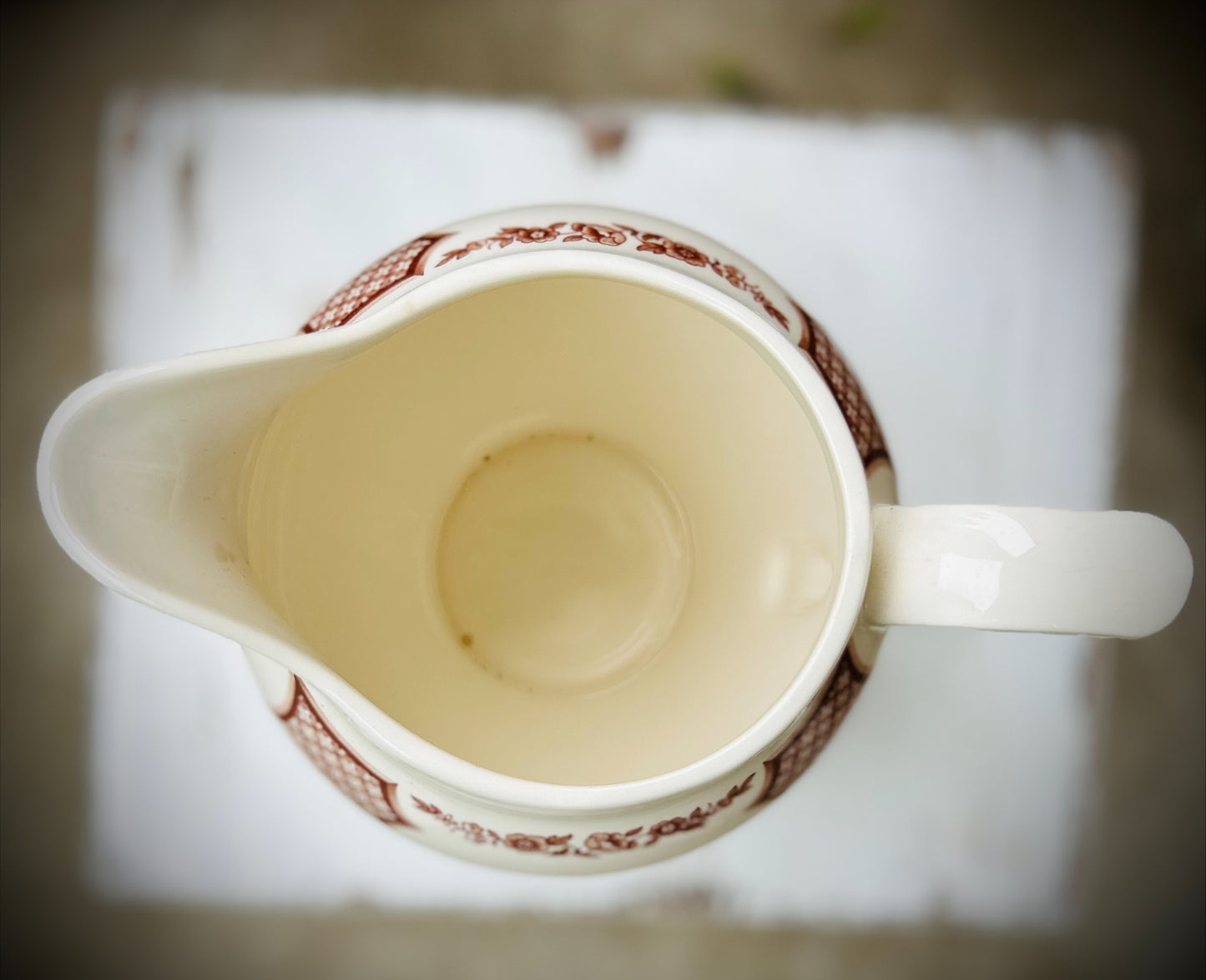 Vintage Alfred Meakin Fair Winds Brown Transferware Ironstone Water Pitcher