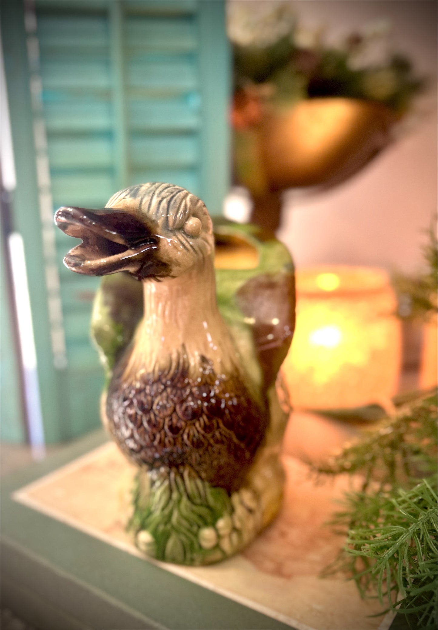 Vintage Majolica Duck Pitcher/Planter