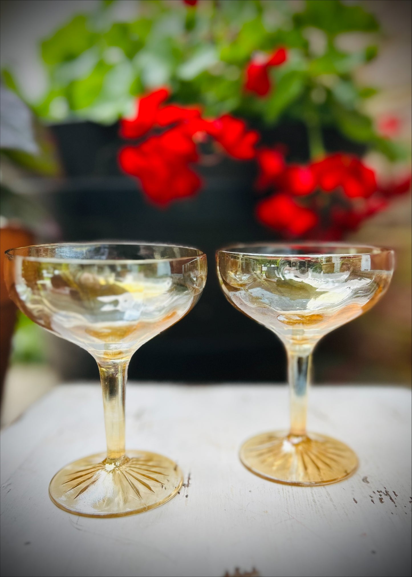Vintage Amber Coupe Glasses