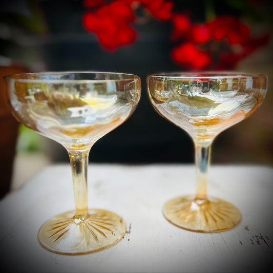 Vintage Amber Coupe Glasses