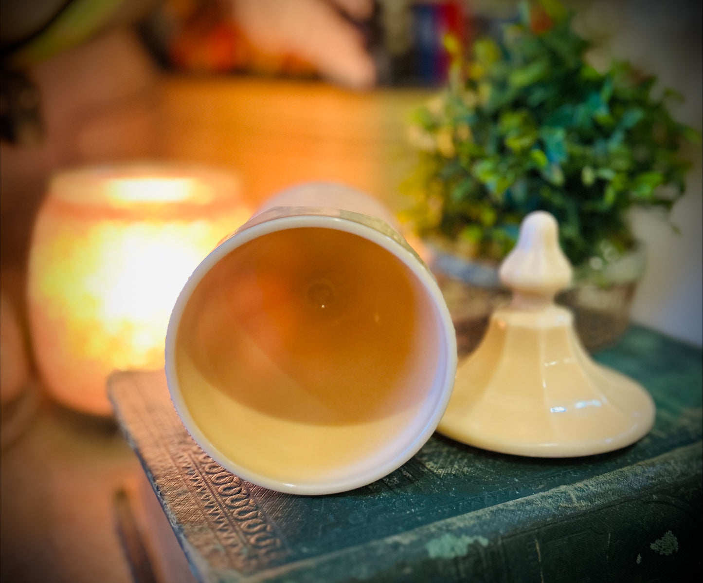 Westmoreland Almond Custard Milk Glass Footed Candy Dish