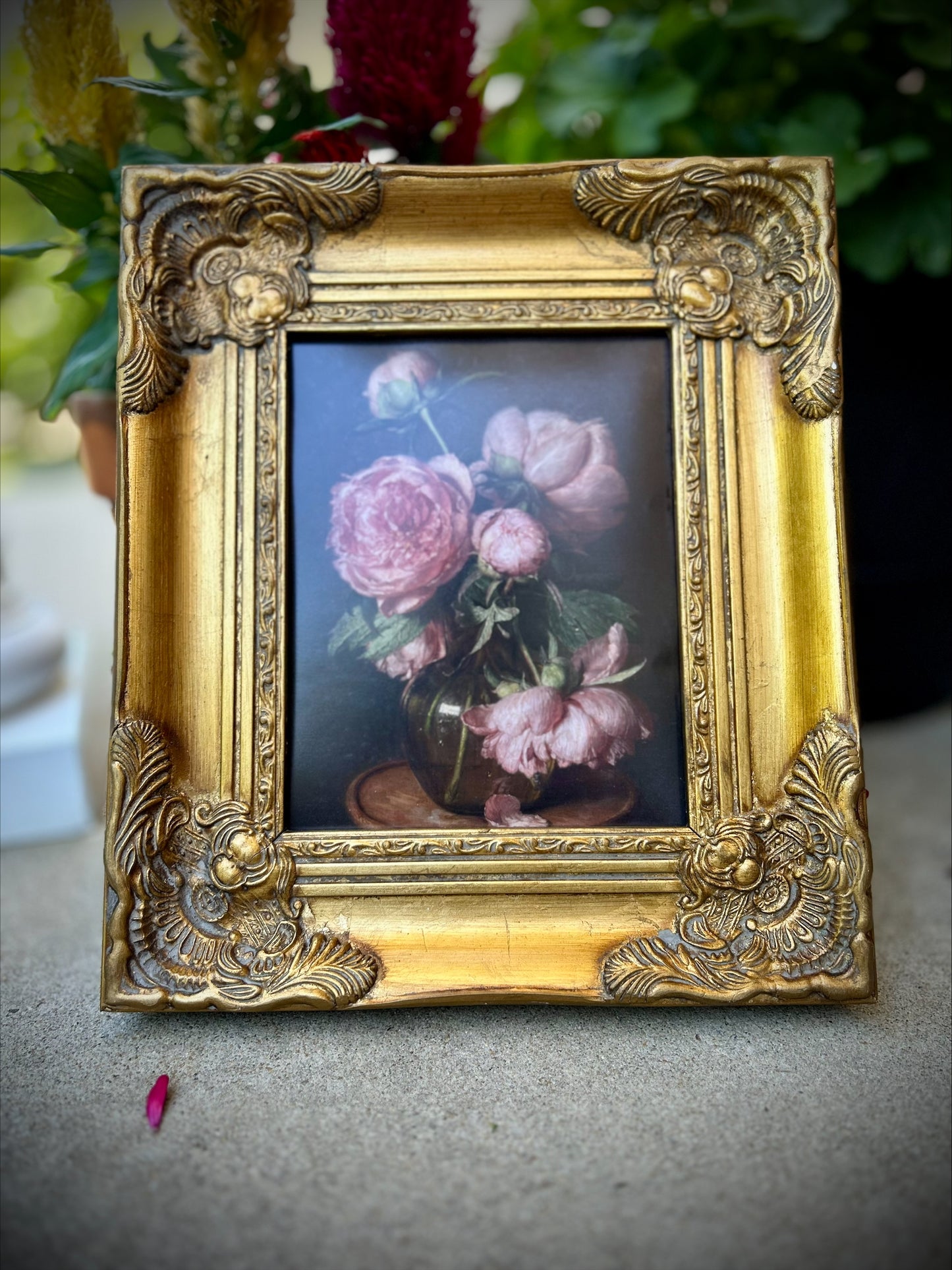 Exquisite Museum Quality Floral Print in Ornate Gold Frame