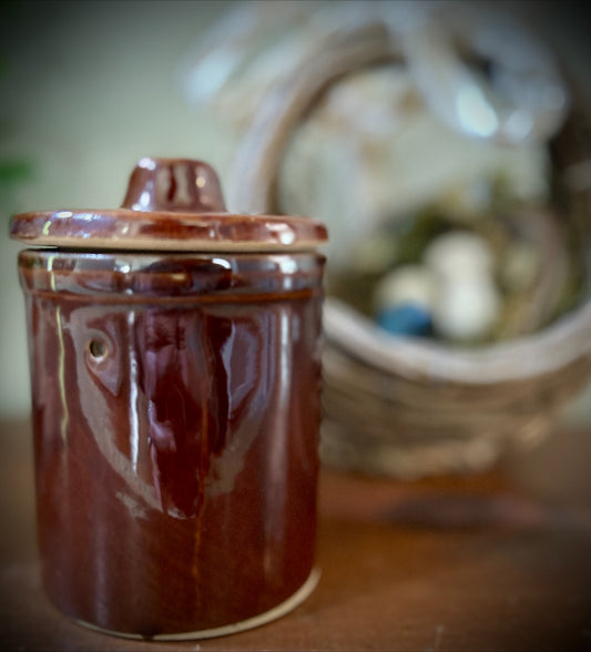Vintage Brown Stoneware Cheese Crock