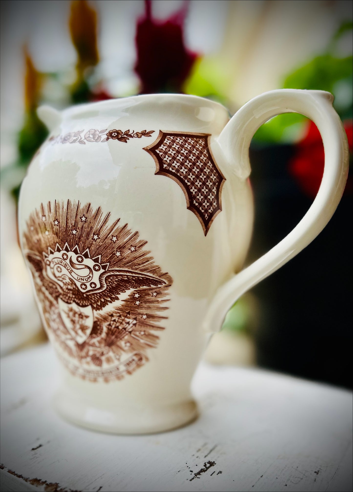 Vintage Alfred Meakin Fair Winds Brown Transferware Ironstone Water Pitcher