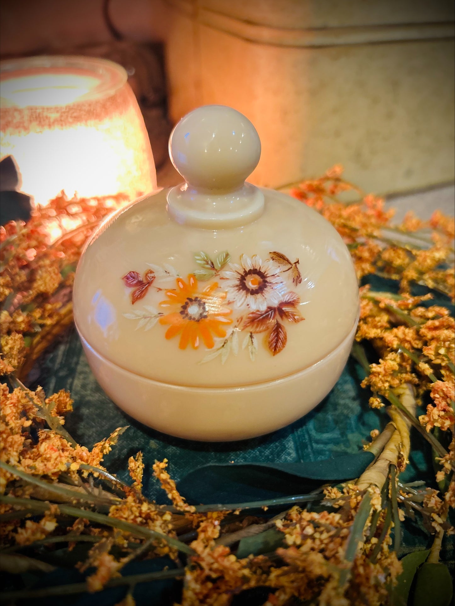 Westmoreland Almond Custard Milk Glass Trinket Dish with Original Sticker