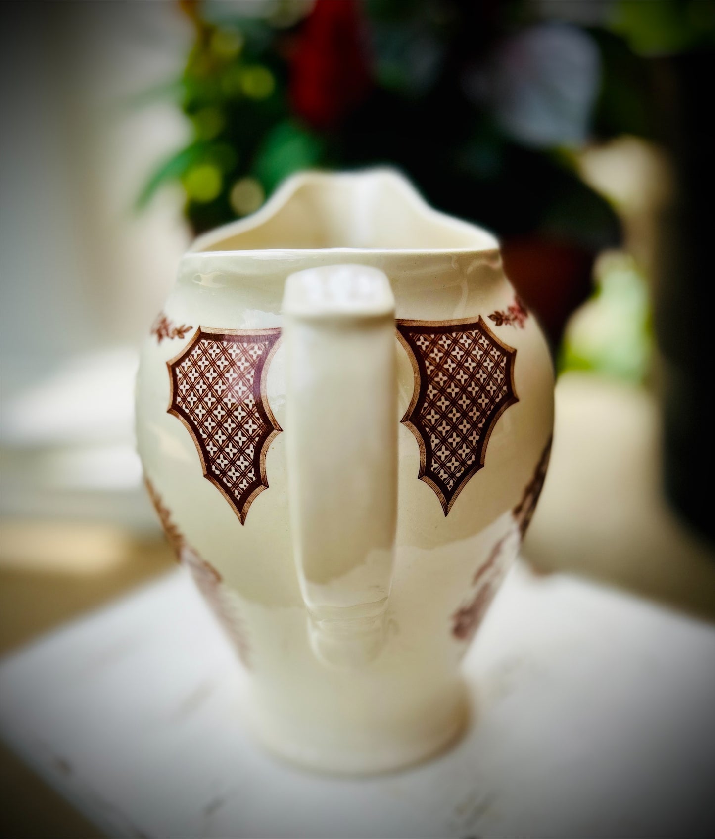 Vintage Alfred Meakin Fair Winds Brown Transferware Ironstone Water Pitcher