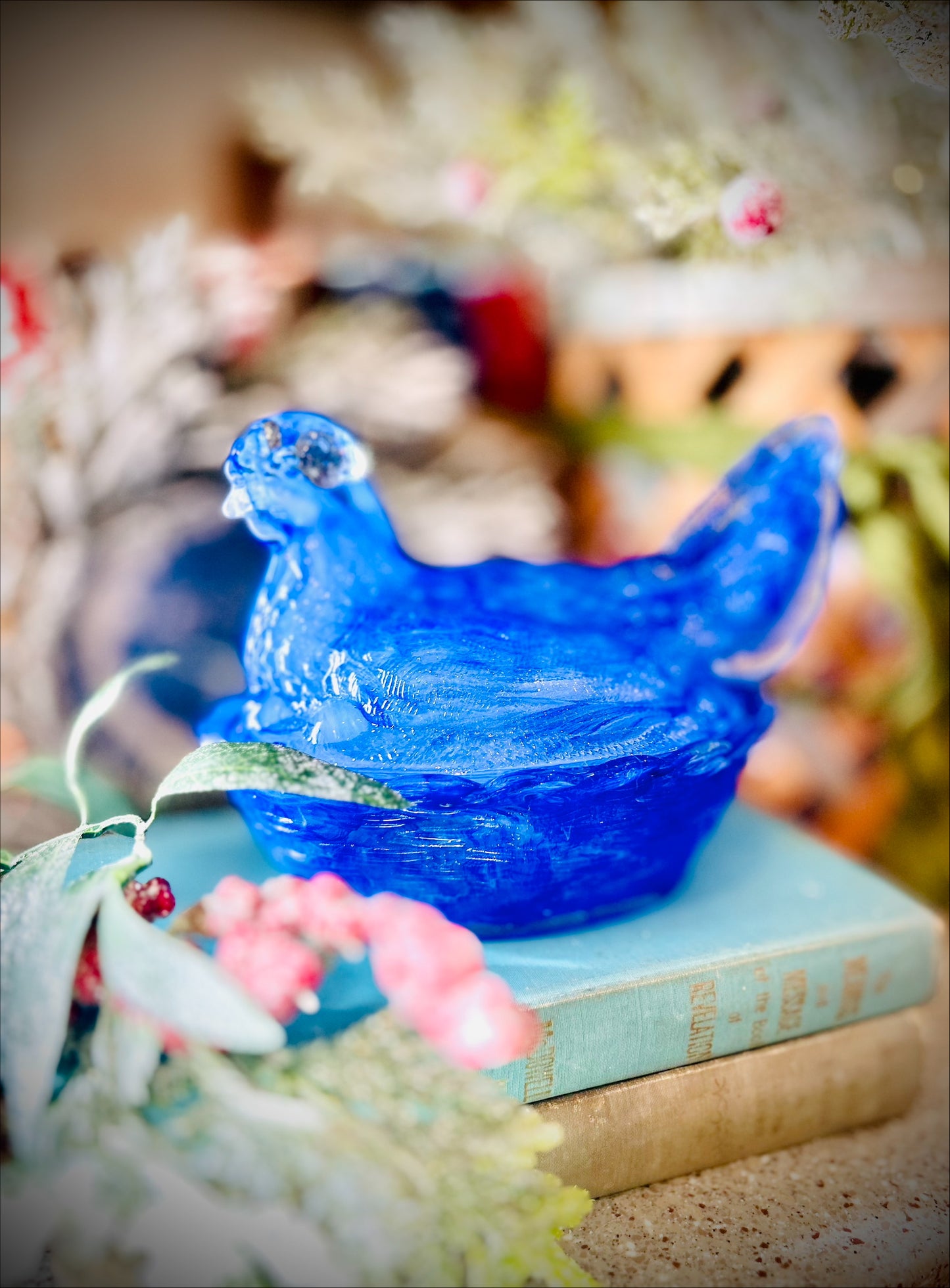 Cobalt Blue "Swirl" Hen On Nest