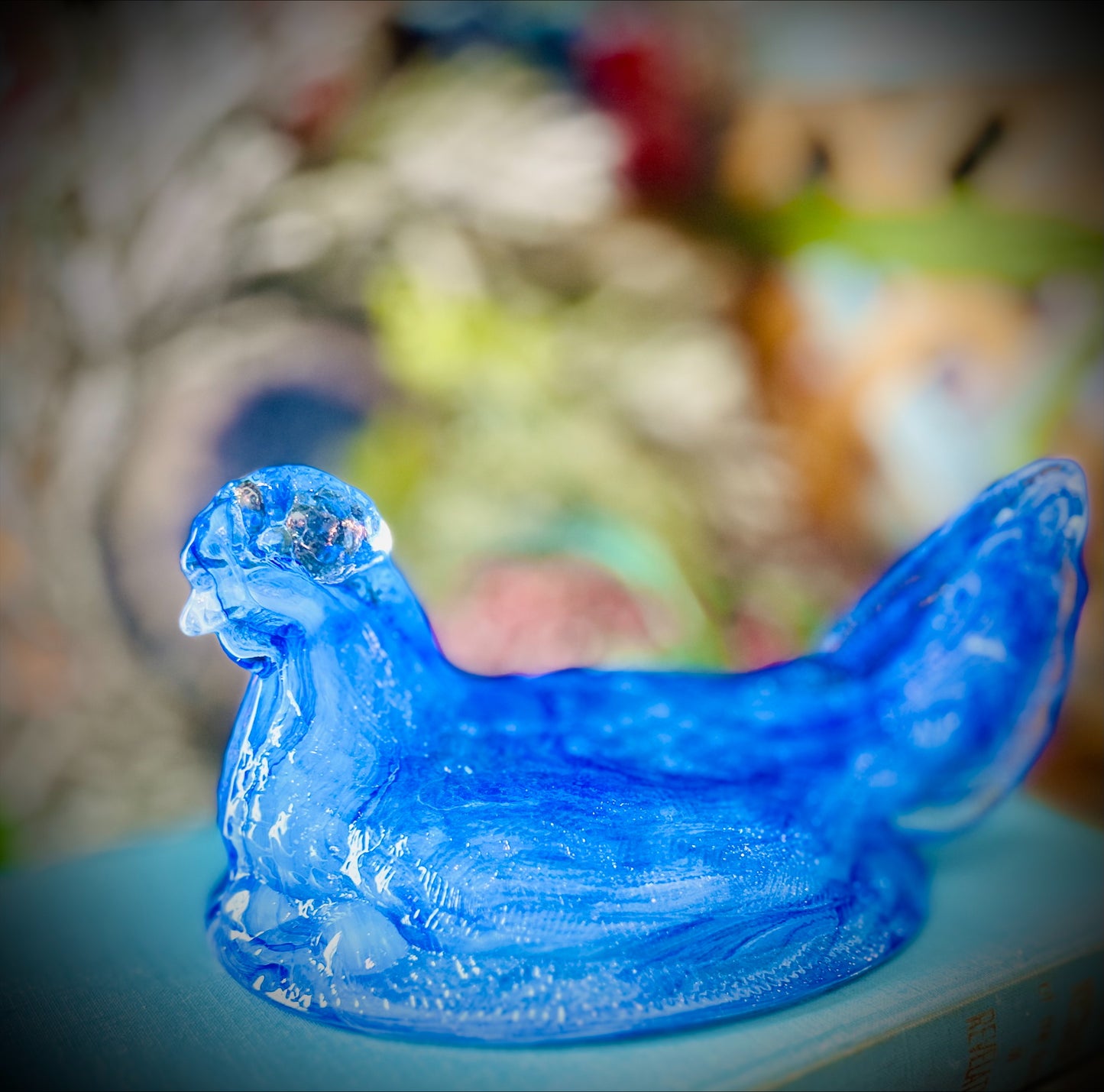 Cobalt Blue "Swirl" Hen On Nest