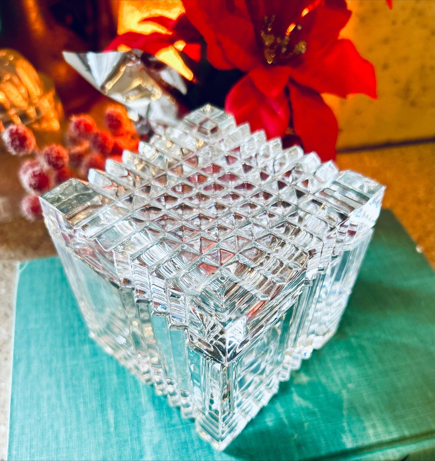 Mikasa Crystal Cube Jewelry Box with Lid