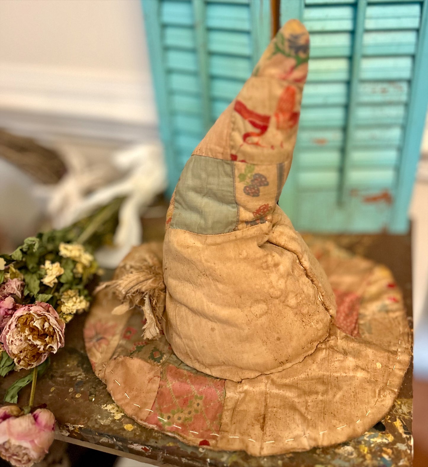 Hand Made Vintage Quilt Witch Hat