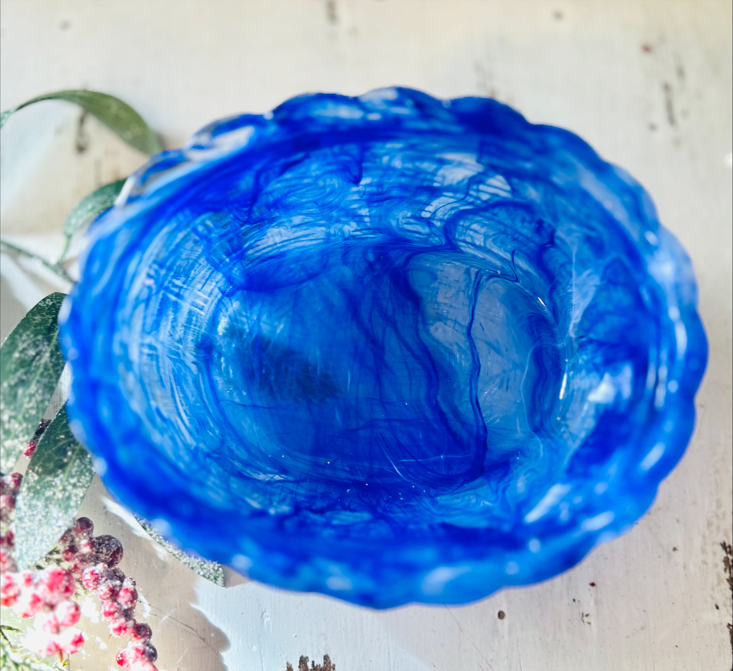 Cobalt Blue "Swirl" Hen On Nest