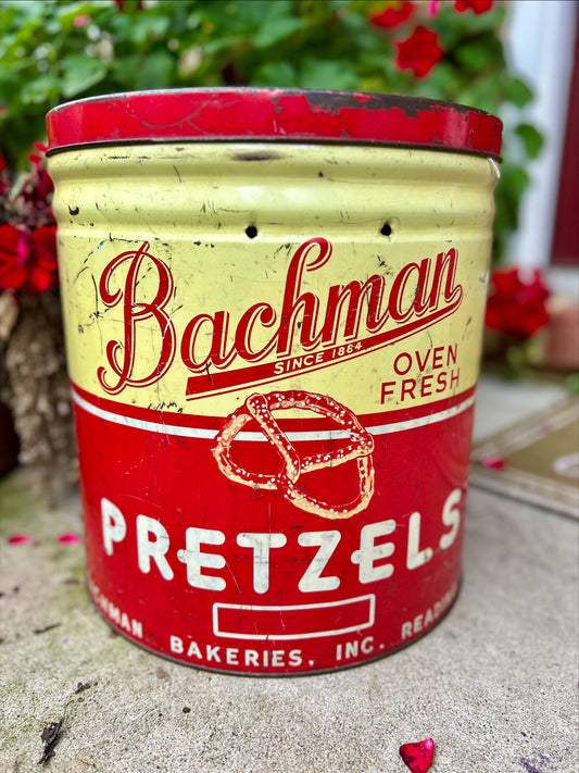 Bachman Vintage Oven Fresh Pretzels Large Tin Can