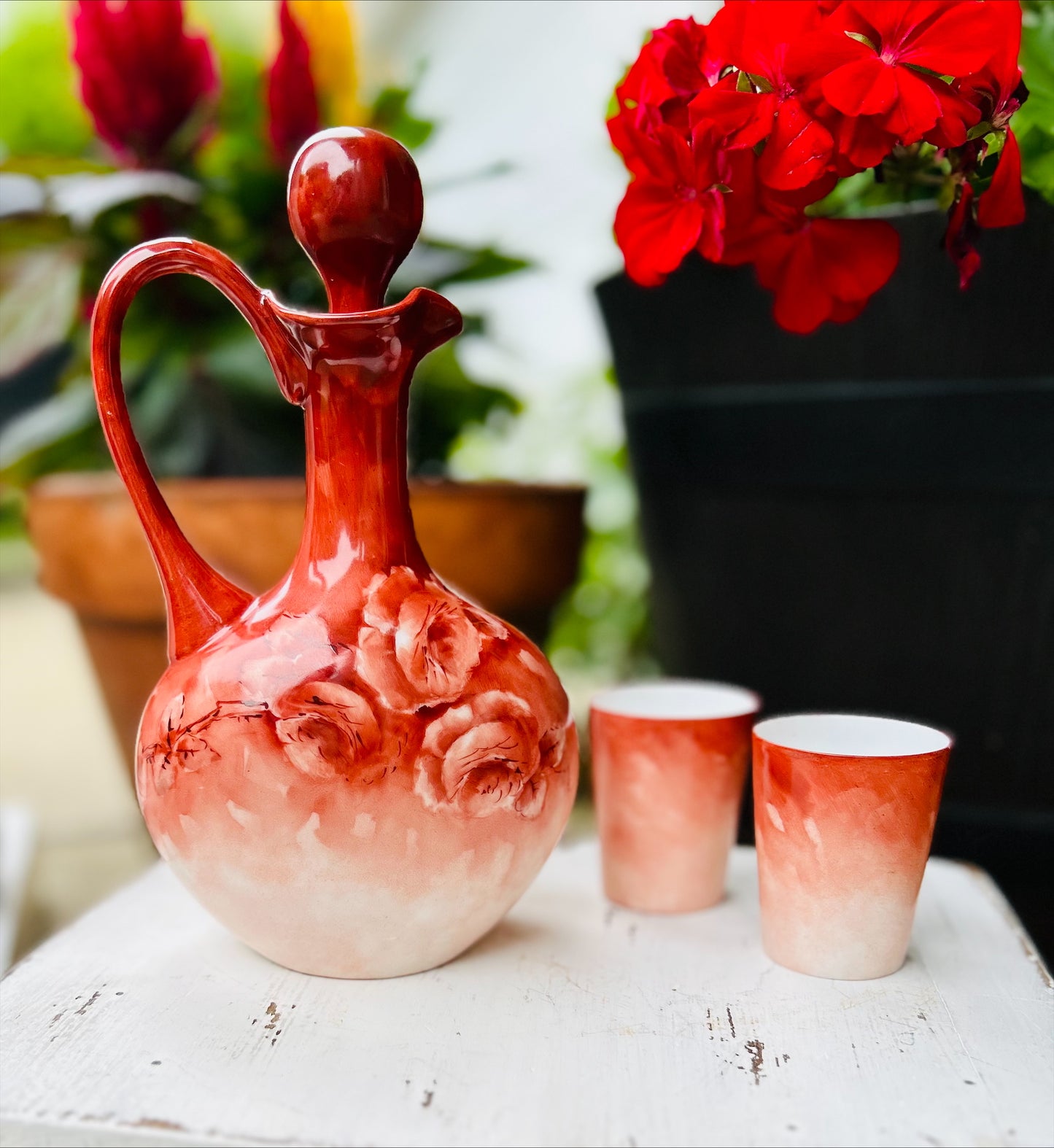 Stunning Vintage Hand painted Stamped French Decanter