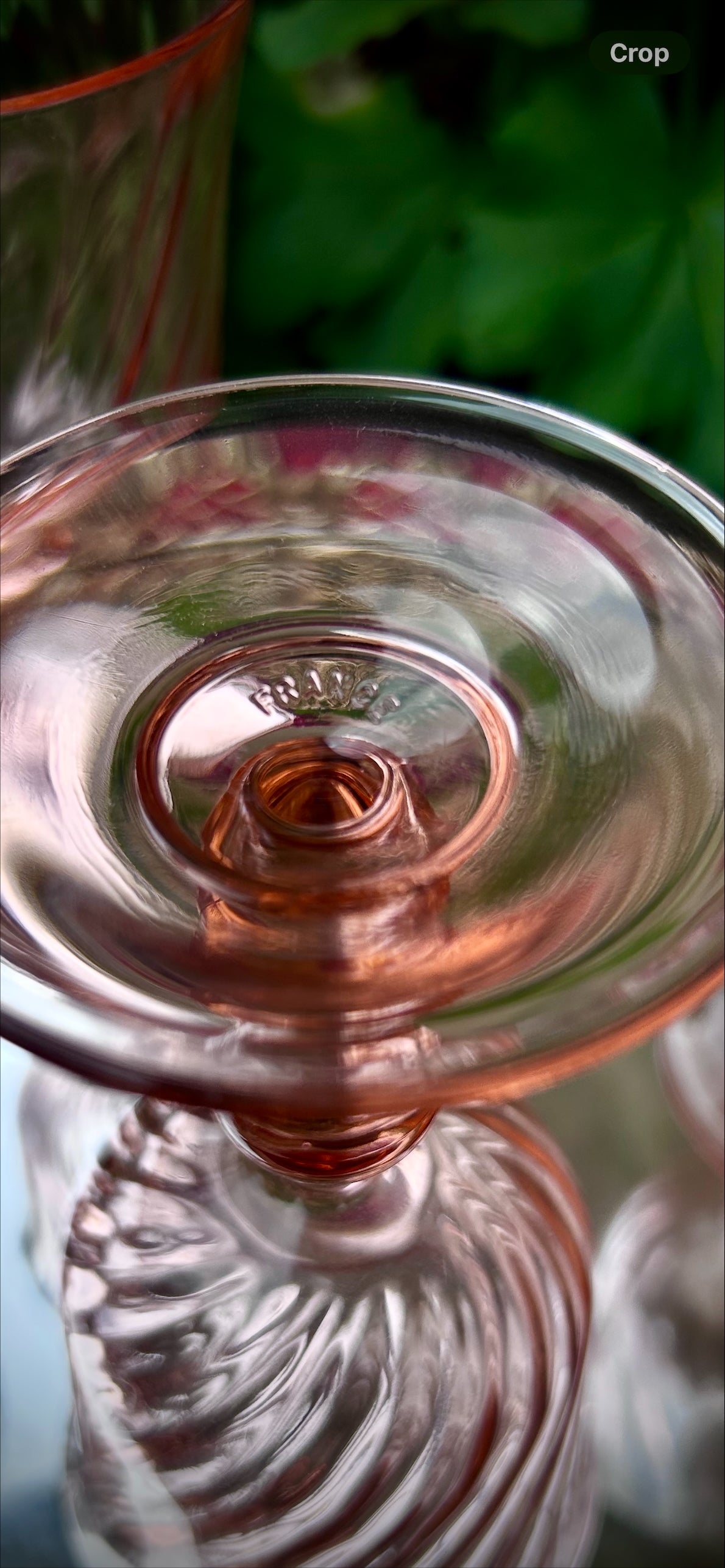 Rosaline Pink Swirl depression Glass Goblets, set of 4. Made in France