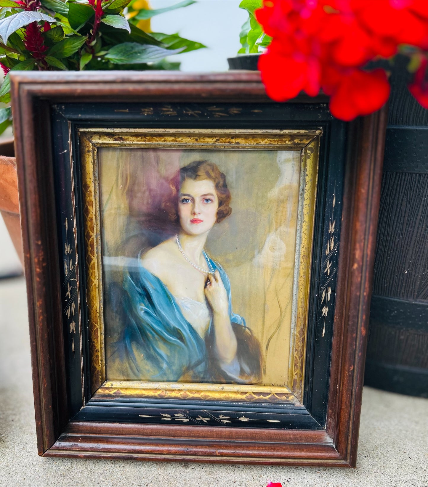 Portrait of a Woman Print in an Antique/vintage frame