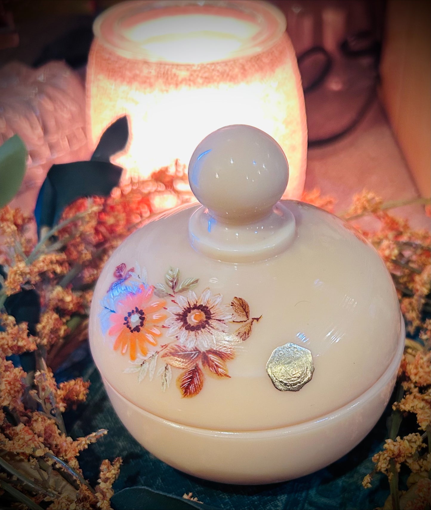 Westmoreland Almond Custard Milk Glass Trinket Dish with Original Sticker