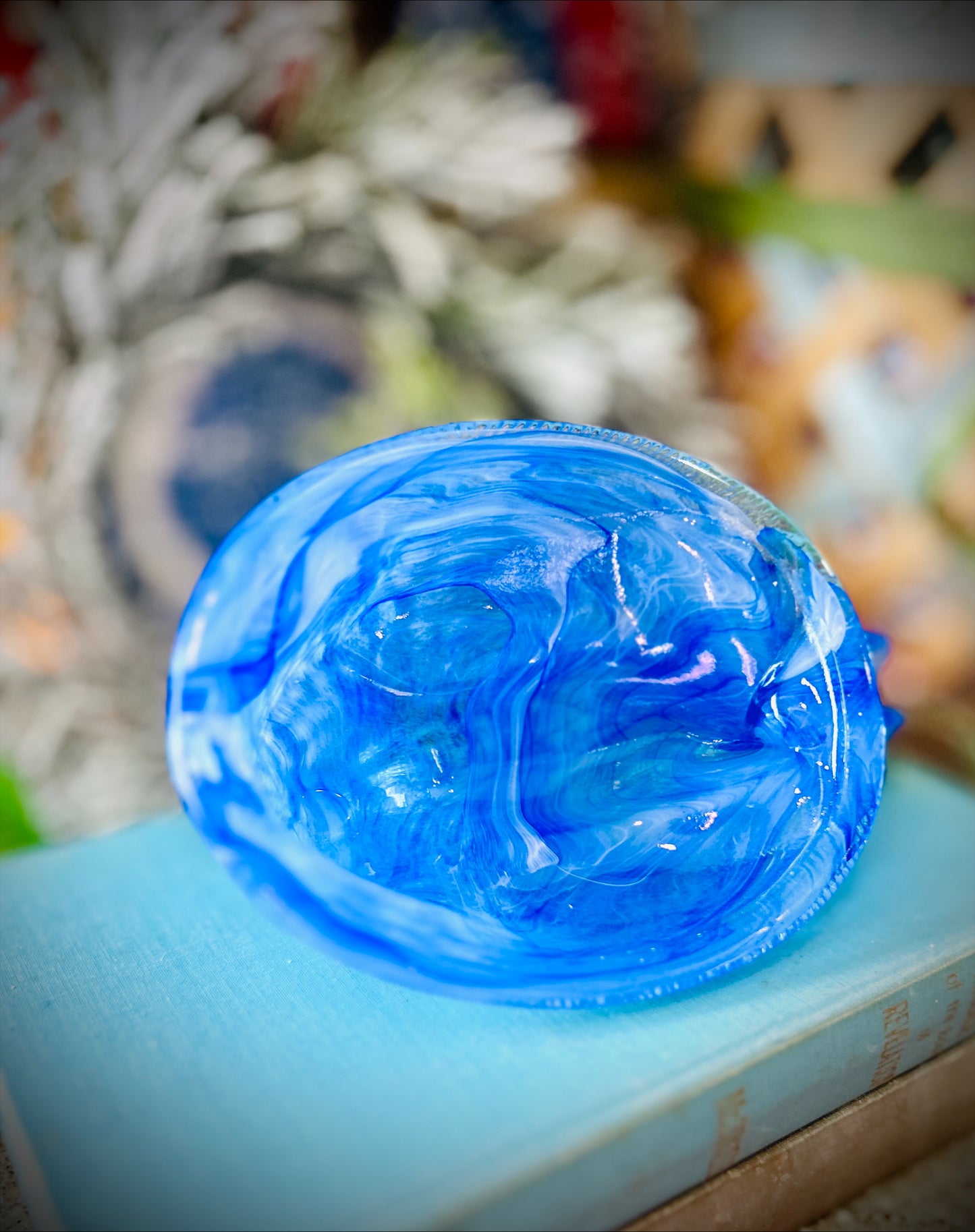 Cobalt Blue "Swirl" Hen On Nest