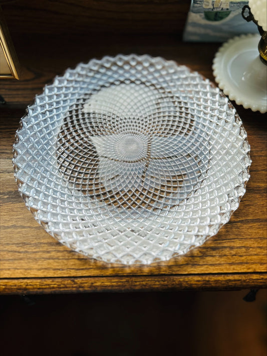 Pavo Glass Round Diamond Design Platter