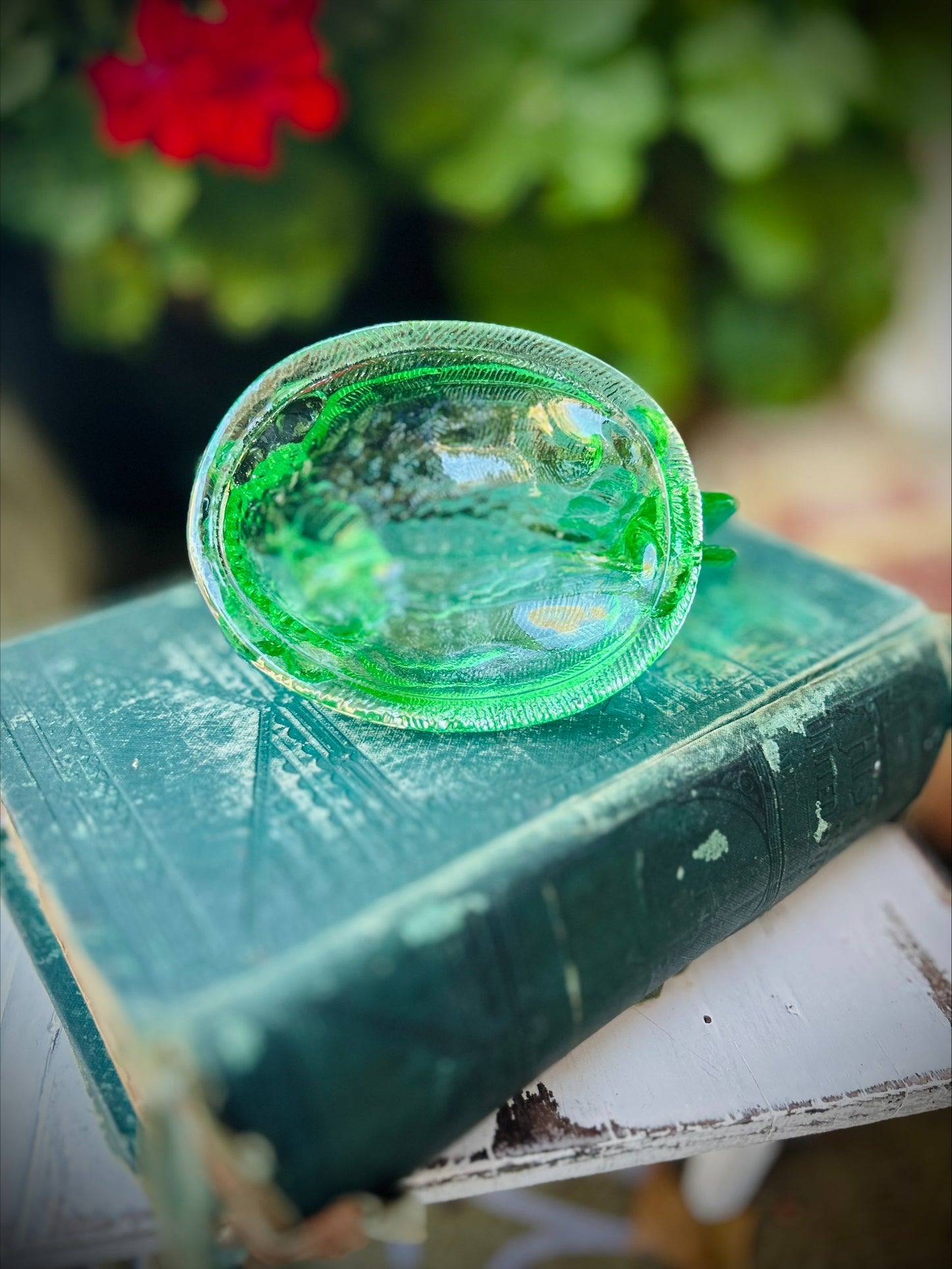 Vintage Green Hen on Nest