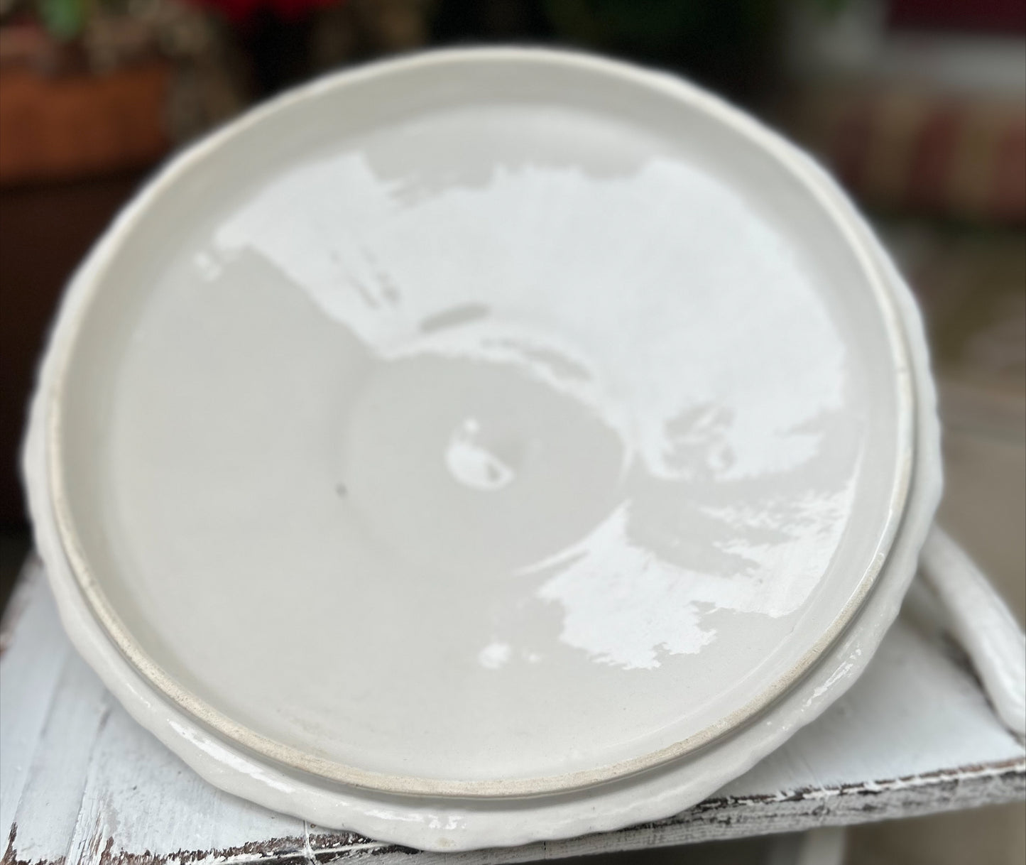White Soup Tureen with Eagle Finial and Ladle