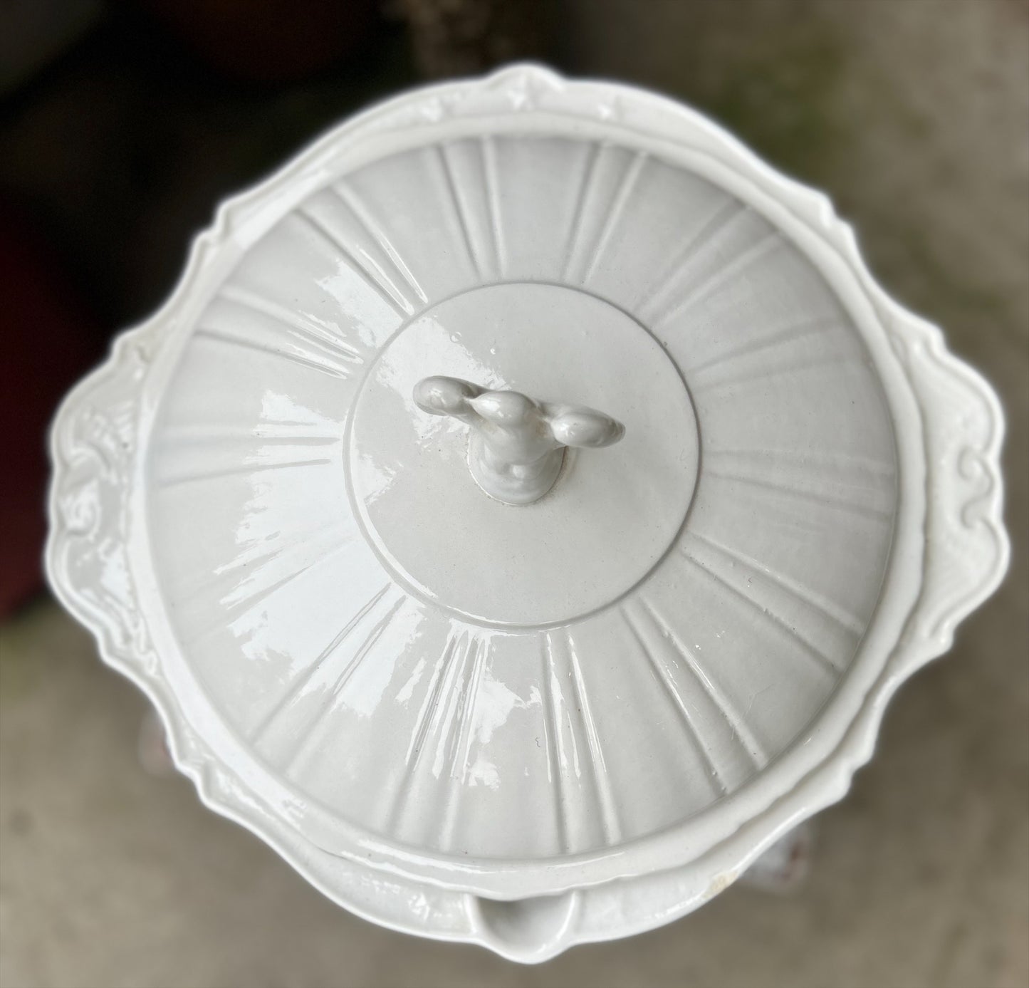 White Soup Tureen with Eagle Finial and Ladle